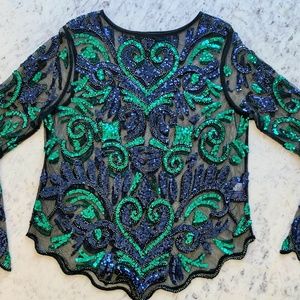 Sheer Sequins Women's Blouse